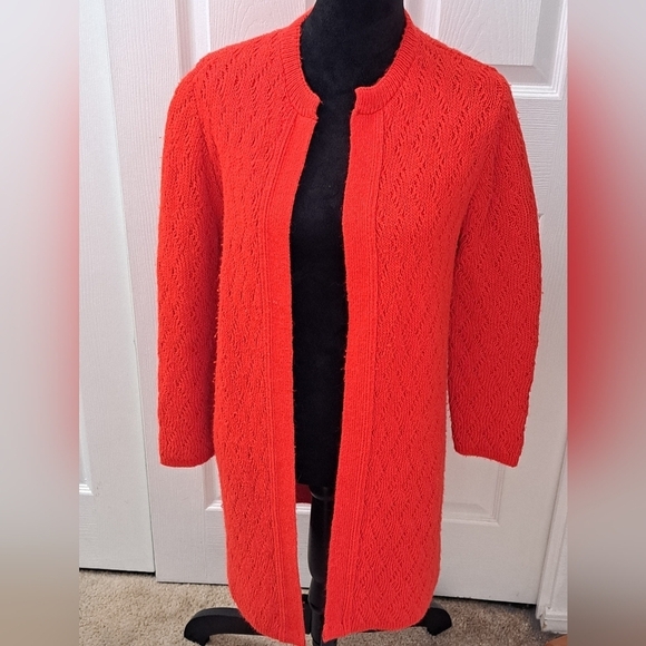 Vintage Sally Gee Red Knit Open Cardigan - Picture 1 of 8
